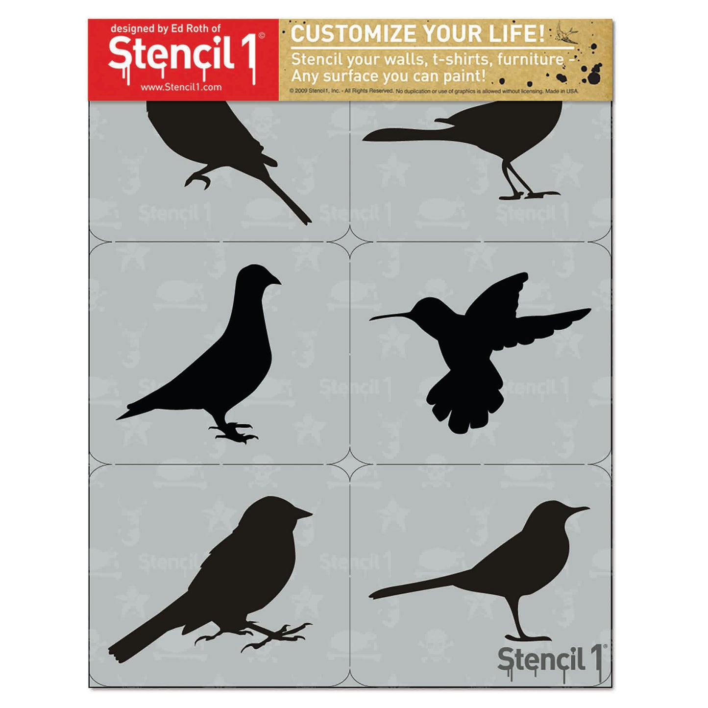 Bird Silhouettes Stencil 6-pack