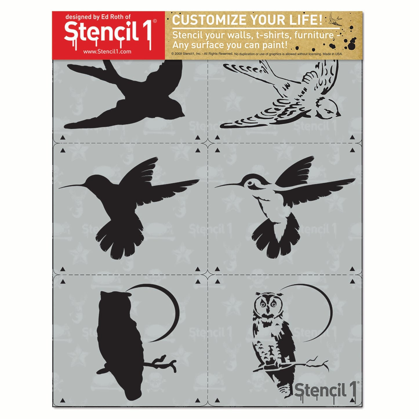Birds Stencil 3-Pack, Two-Layers