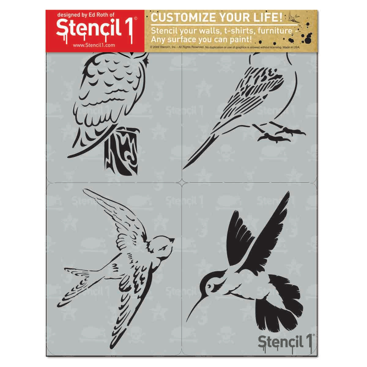 Birds Detailed Stencil 4-Pack
