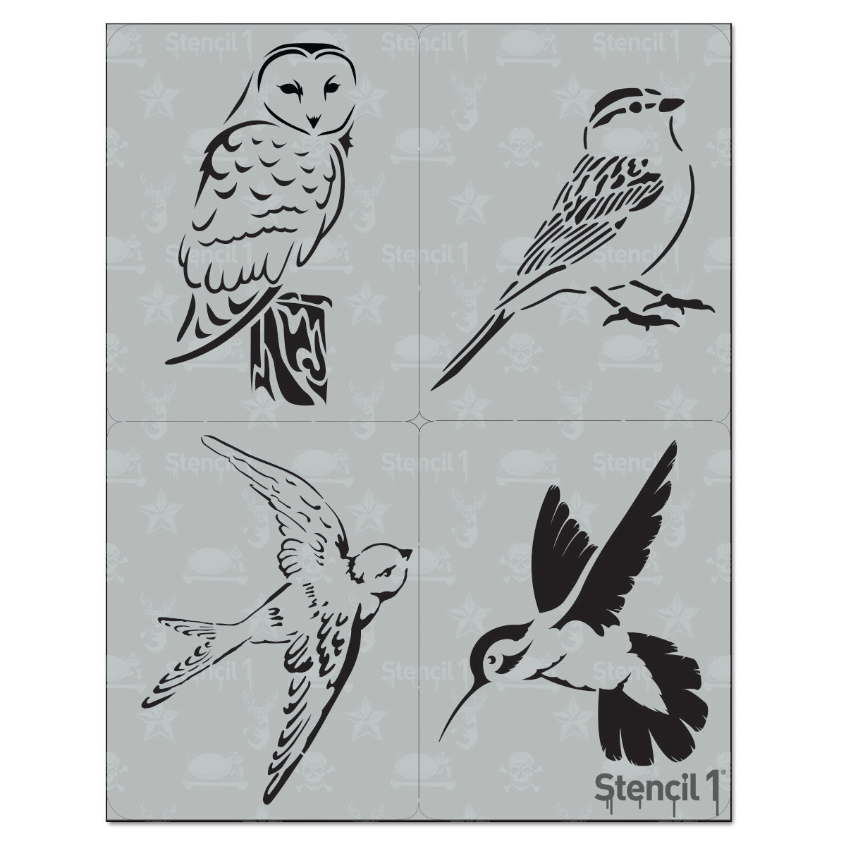 Birds Detailed Stencil 4-Pack