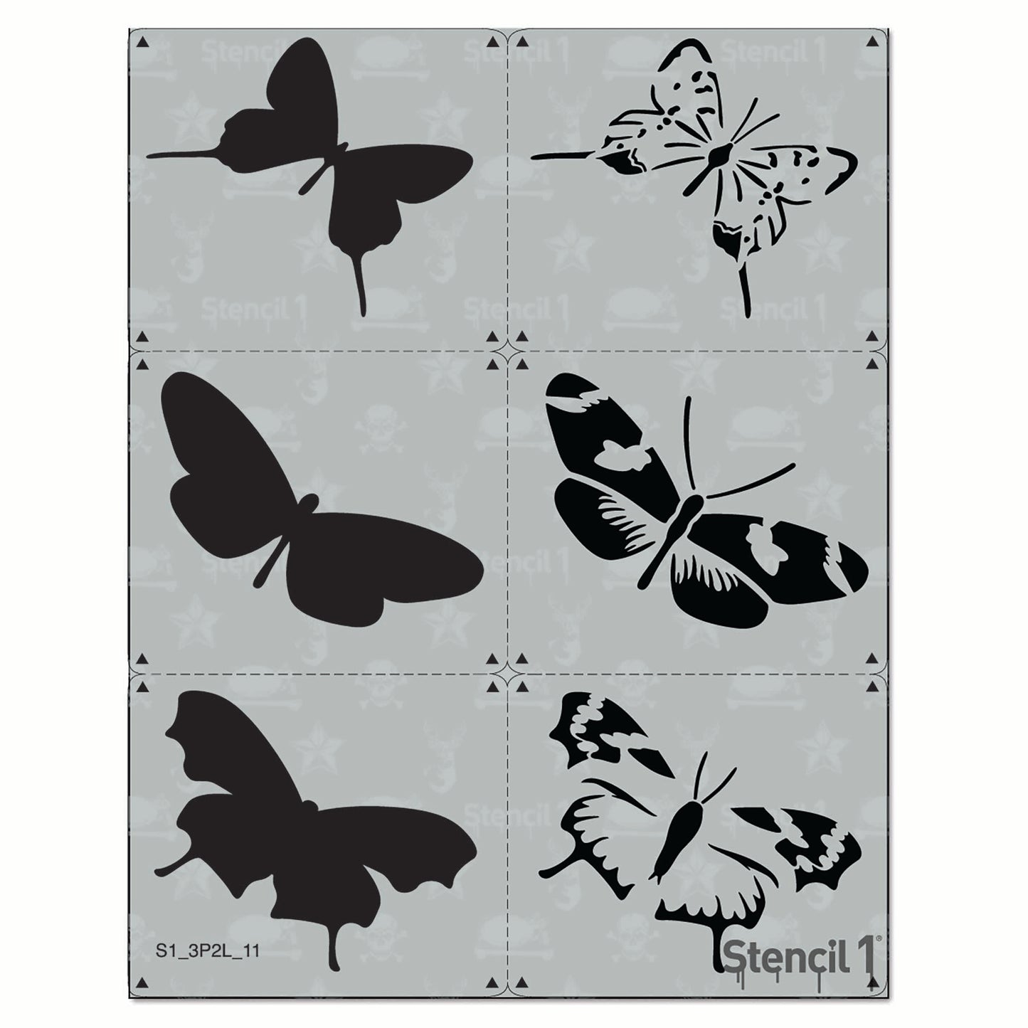 Butterflies Stencil 3-Pack, Two-Layers
