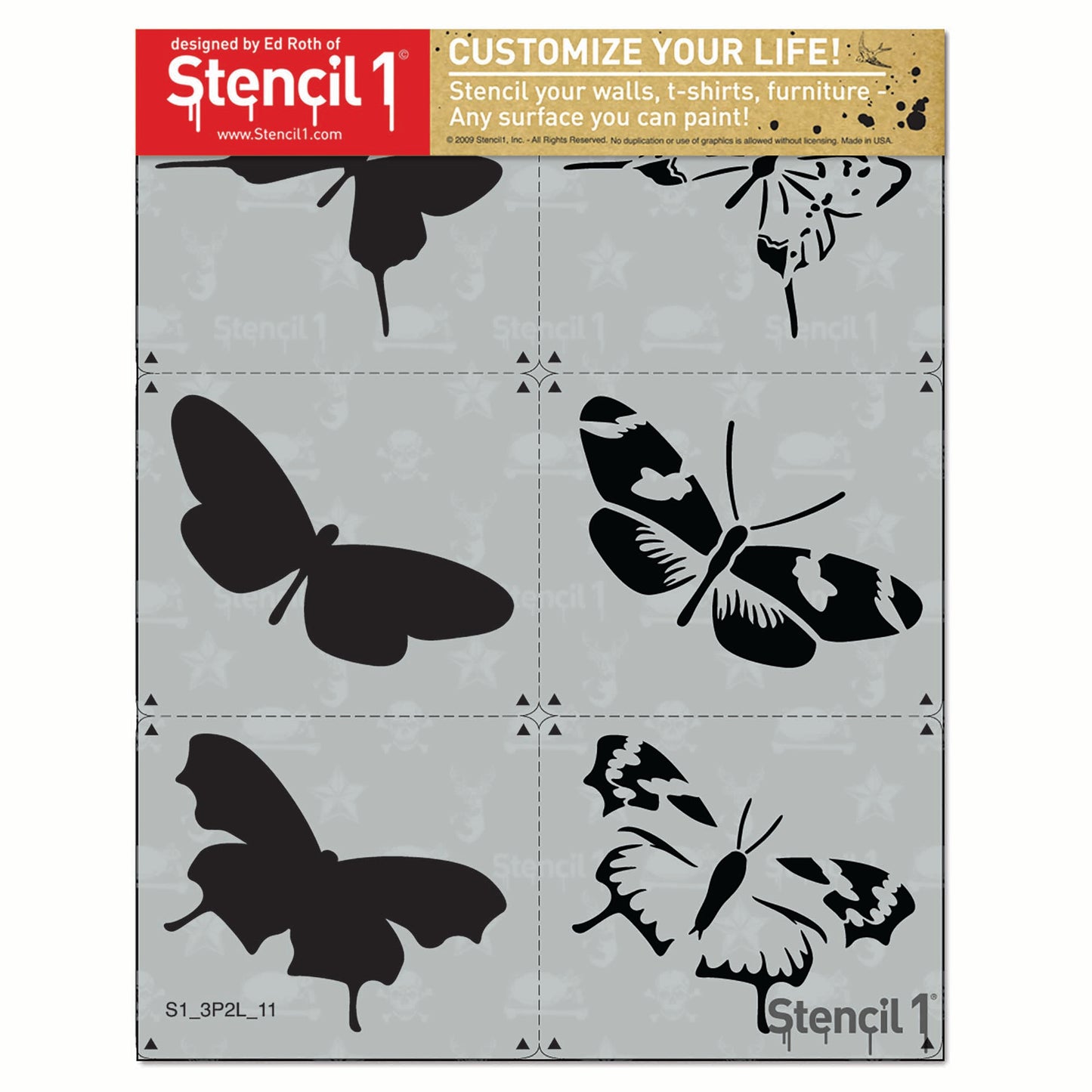 Butterflies Stencil 3-Pack, Two-Layers