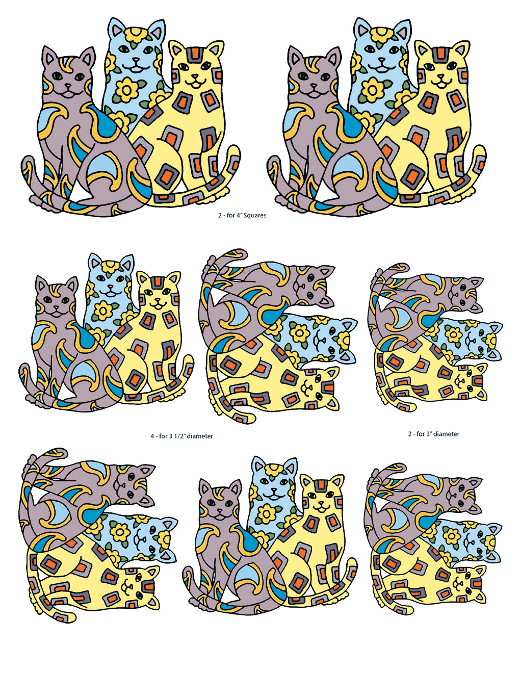 Colored Cat Trio, designed by Mark Hufford