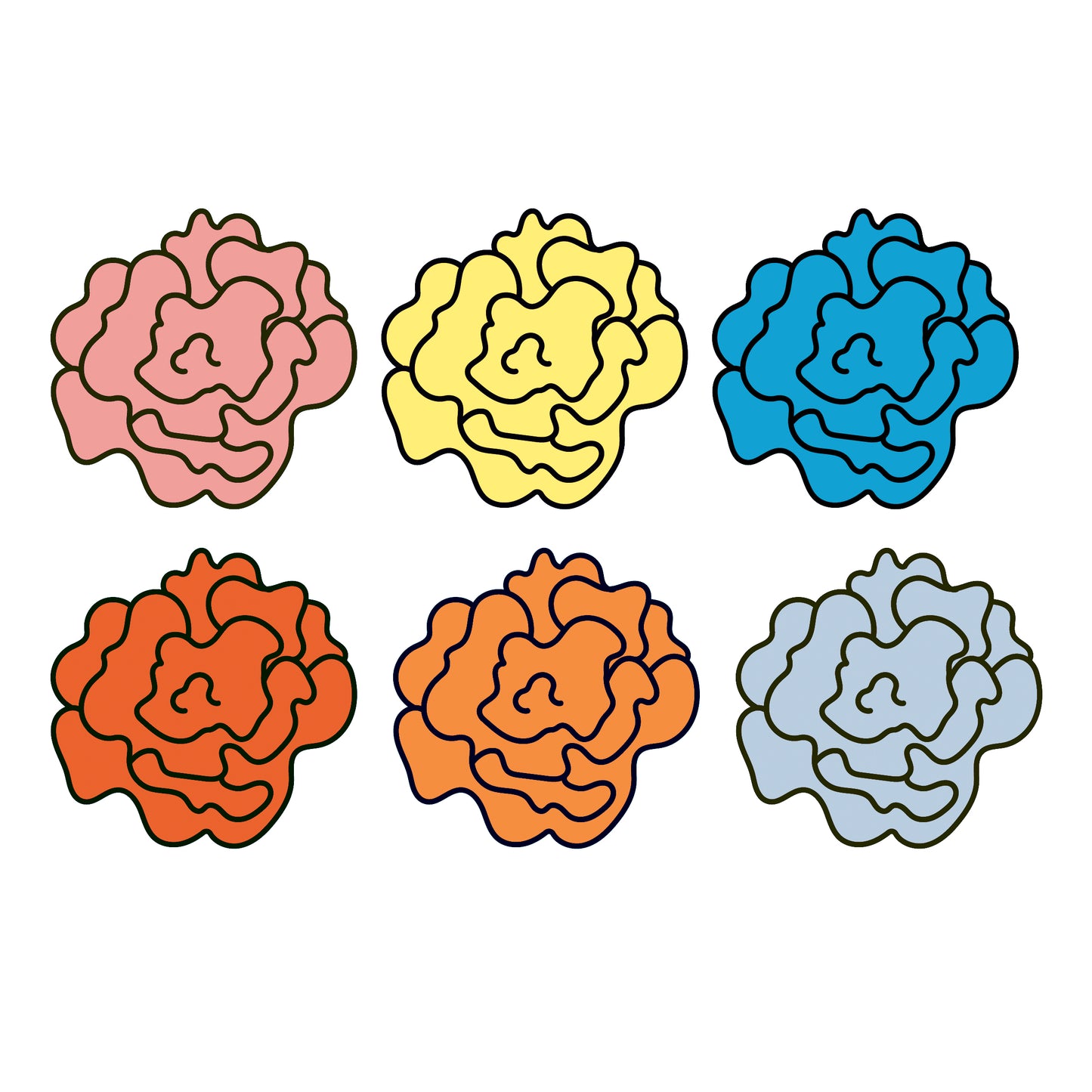 Día de Muertos Flowers - set of 6