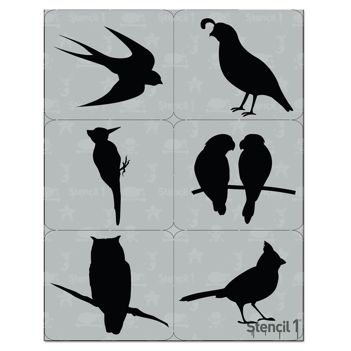 Fancy Bird Silhouettes Stencil 6-pack