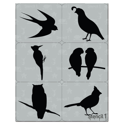 Fancy Bird Silhouettes Stencil 6-pack
