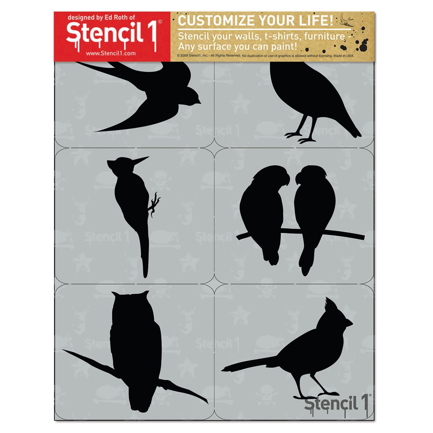 Fancy Bird Silhouettes Stencil 6-pack