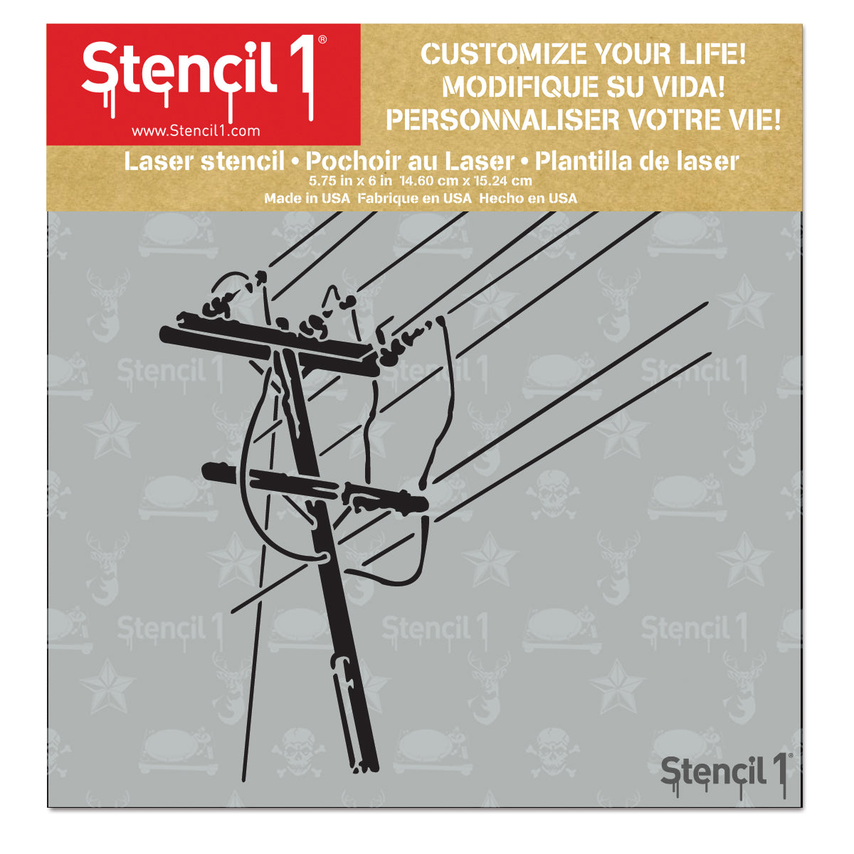 Power Lines Stencil – Small (5.75″x6″)