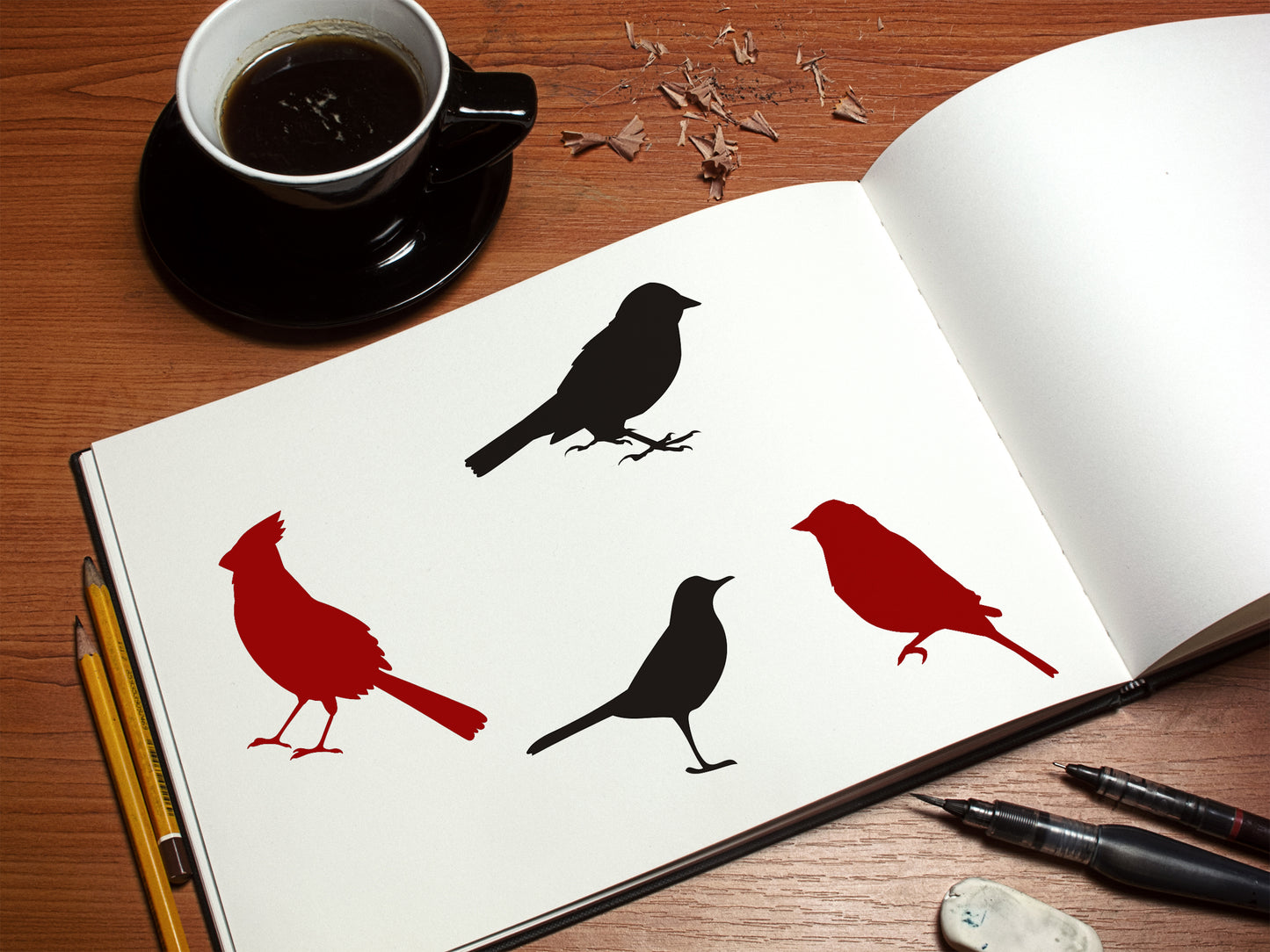 Bird Silhouettes Stencil 4-pack