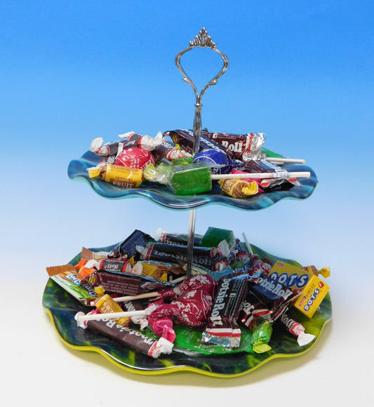 2026: 02/21 Sweet Displays: Fused Glass 2-Tier Cupcake Stand