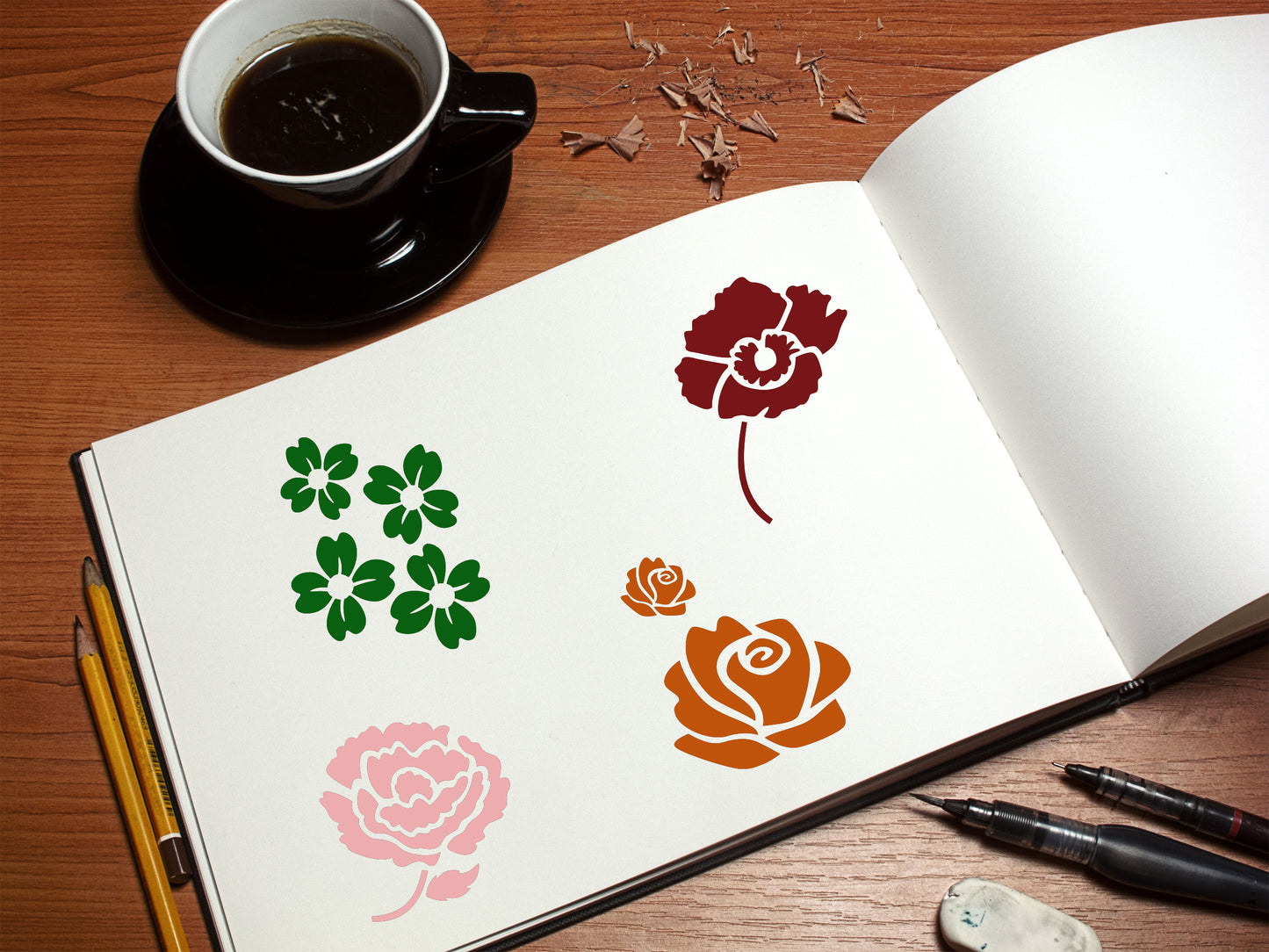 Flower Stencil 4-Pack