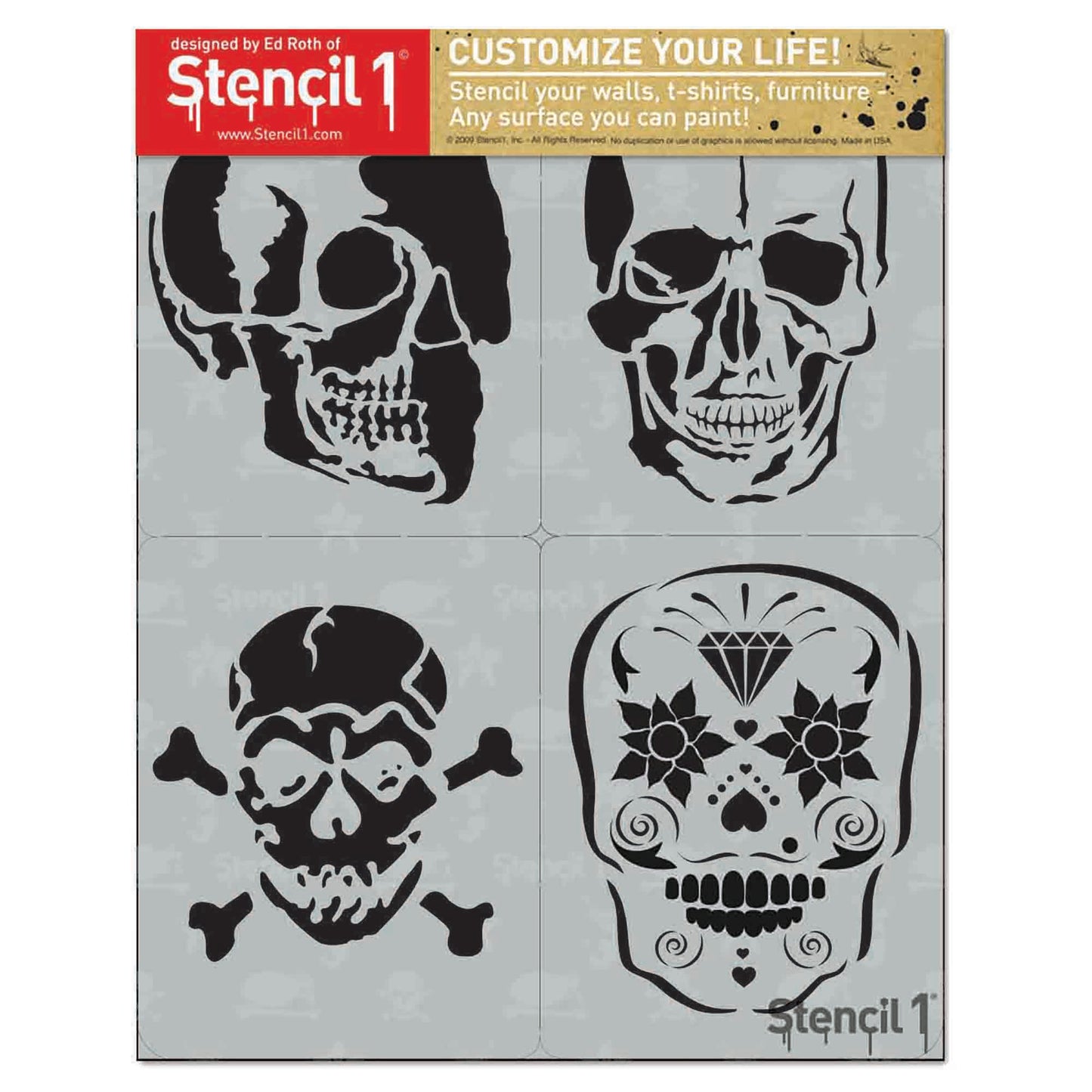 Skulls Stencils 4-Pack