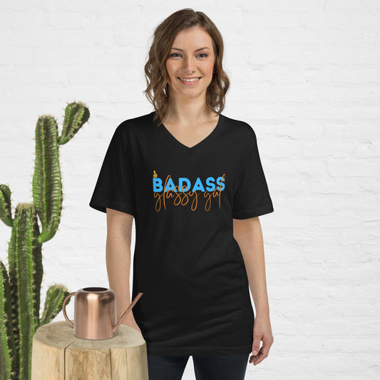 Badass Glassy Gal Unisex V-Neck