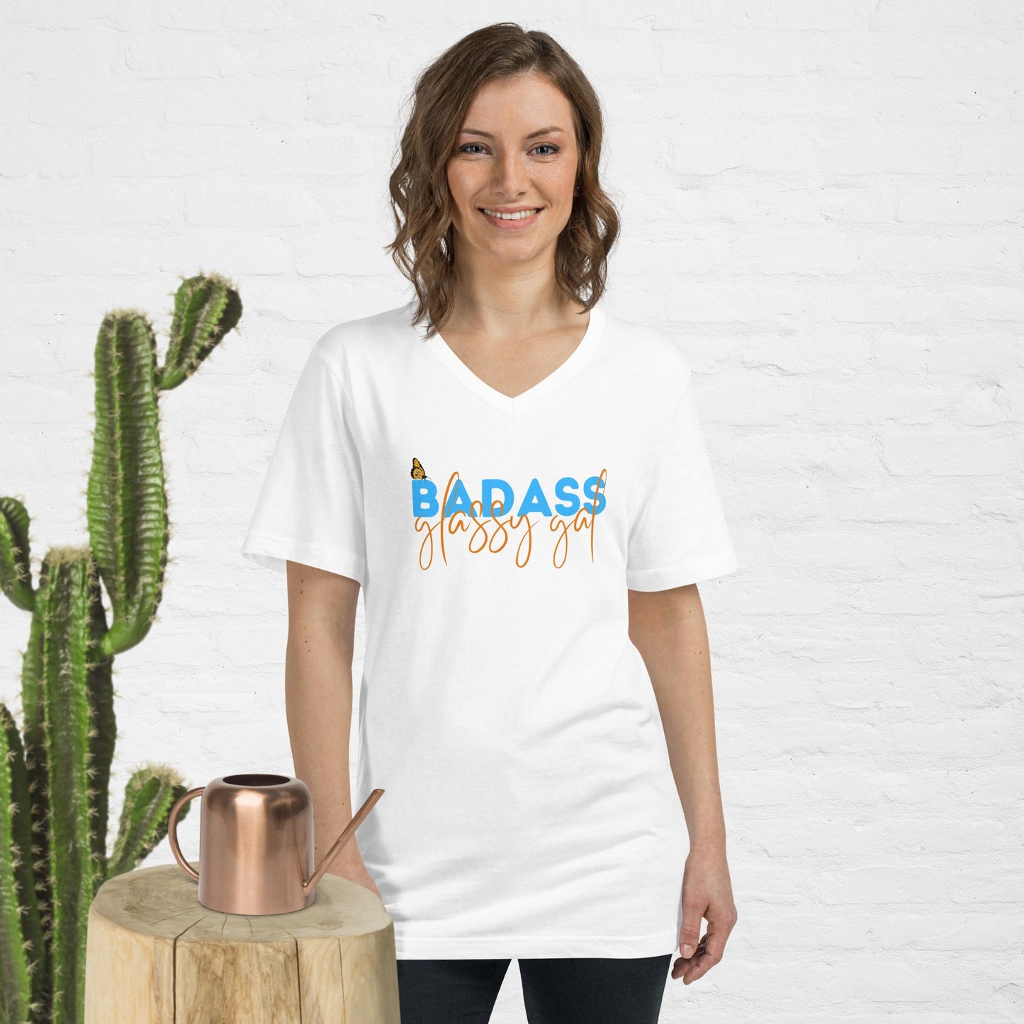 Badass Glassy Gal Unisex V-Neck