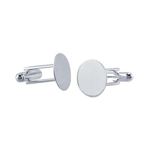 Base Metal Silver-Plated Cuff Links (pair)