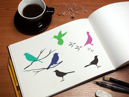 BIRDS Stencil 8-pack