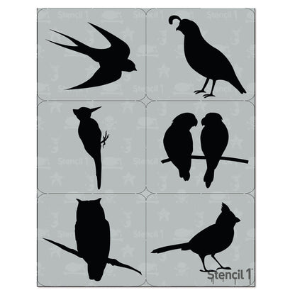Fancy Bird Silhouettes Stencil 6-pack