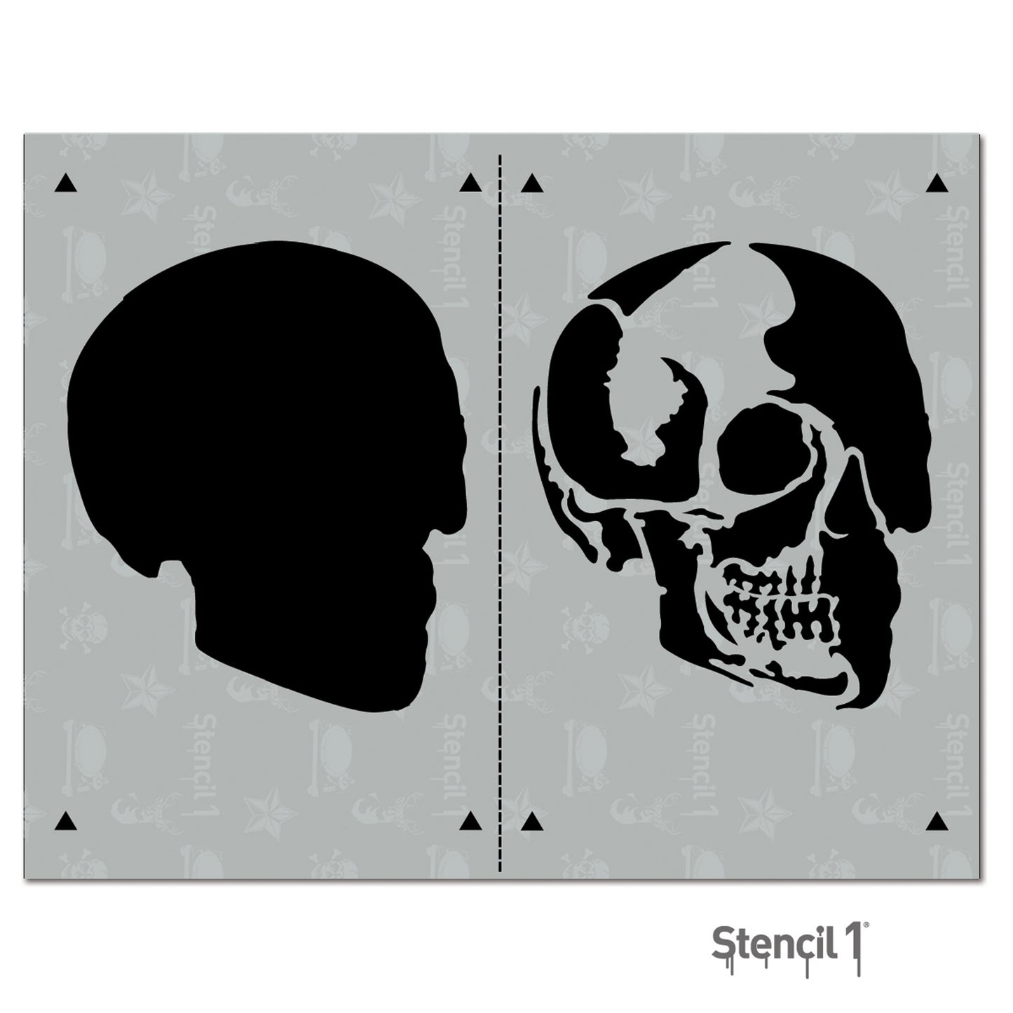 Skull in Profile Stencil – Two Layers