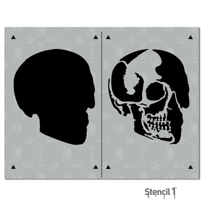 Skull in Profile Stencil – Two Layers
