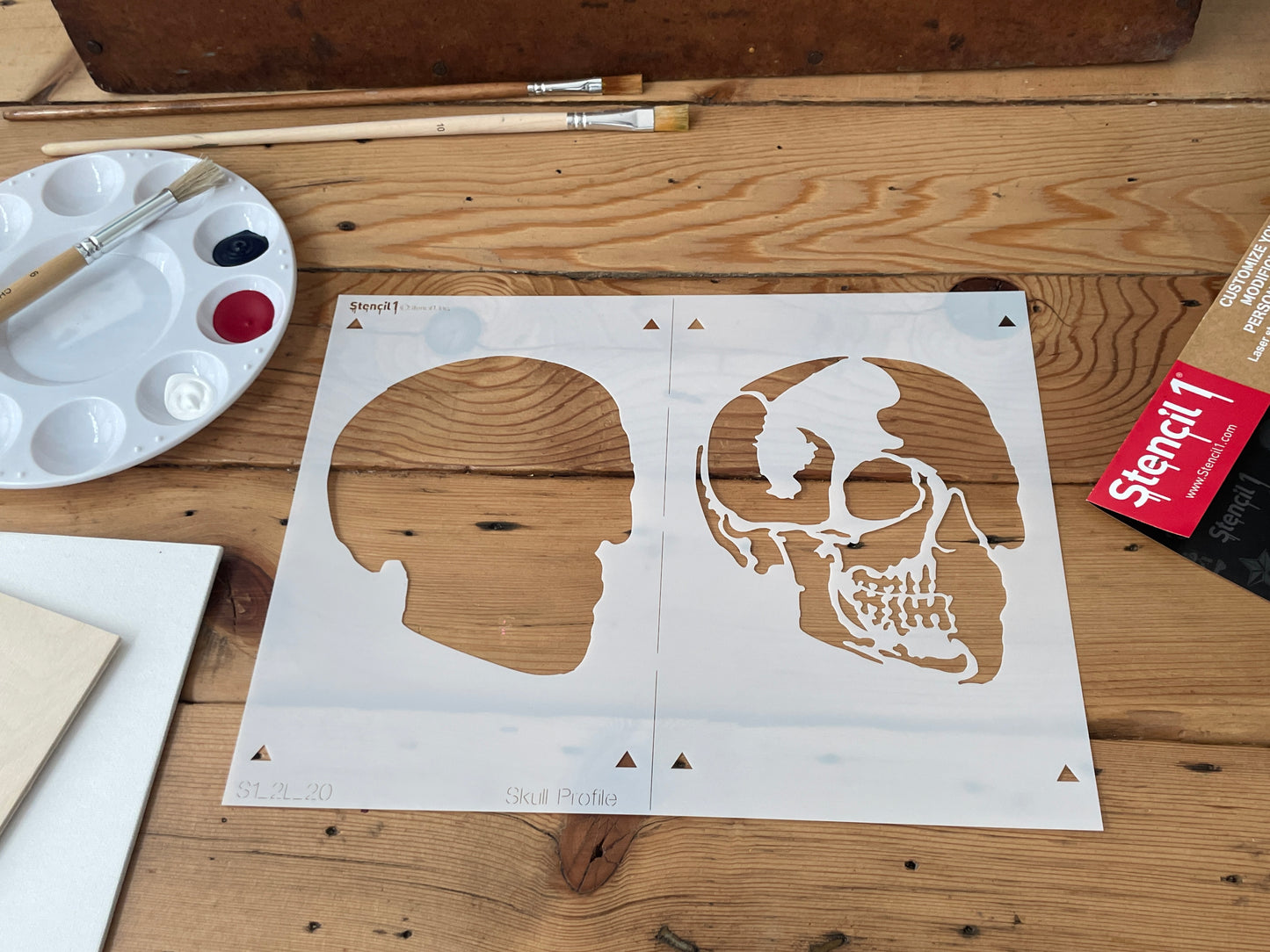 Skull in Profile Stencil – Two Layers