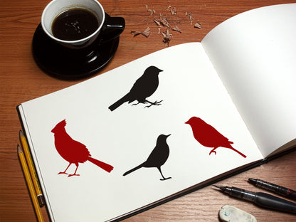 Bird Silhouettes Stencil 4-pack