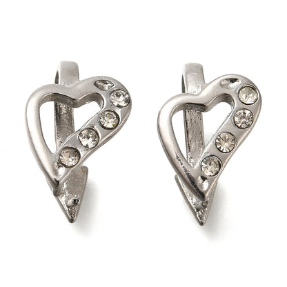 Heart Shaped Rhinestone Pinch Bail, 12-Pack