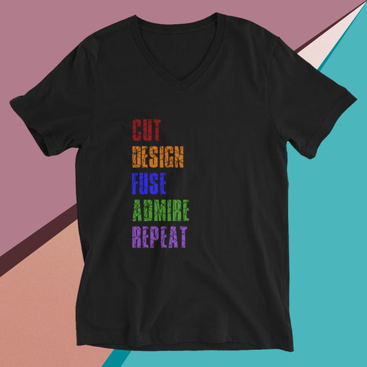 Cut Design Fuse Admire Repeat Unisex V-Neck